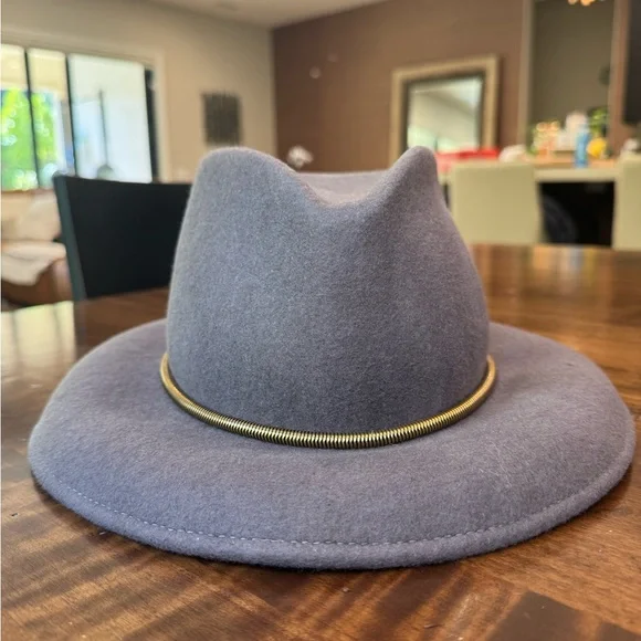 Eric Javits Grayish Blue Fedora with Gold Accent